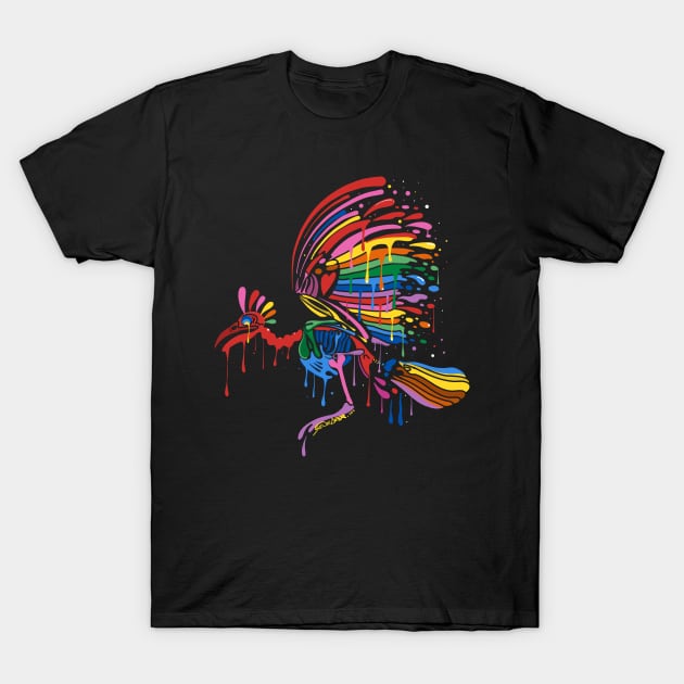 Skeleton Rainbow Bird T-Shirt by ms_wearer